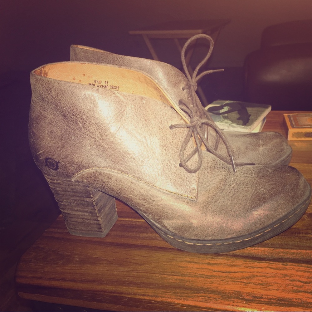 Born leather, barely worn lace booties